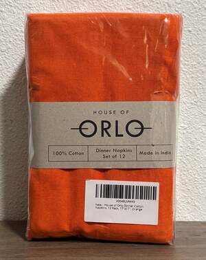 House of Orlo 100% Cotton Dinner Napkins, 12-Pack, 17" x 17", Orange
